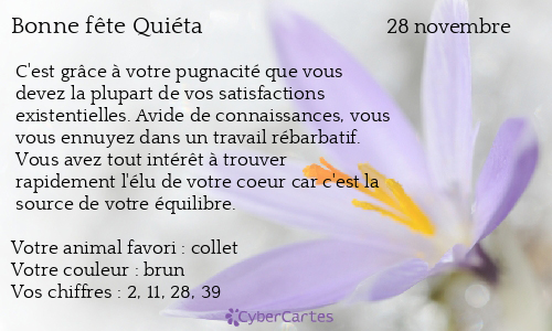 Carte bonne fête Quiéta