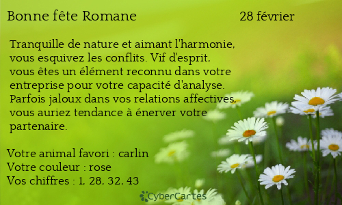Carte bonne fête Romane