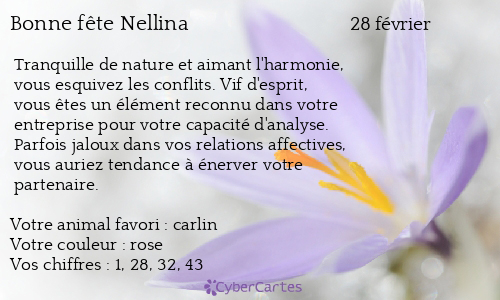 Carte bonne fête Nellina