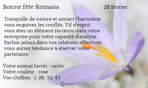 Carte bonne fête Romana
