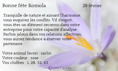 Carte bonne fête Romola