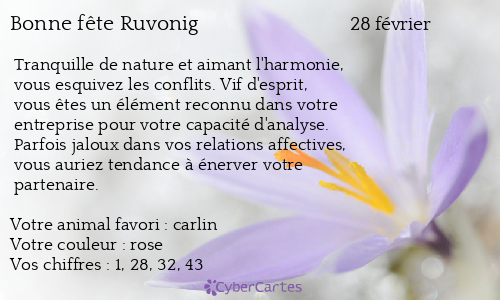 Carte bonne f&ecirc;te Ruvonig