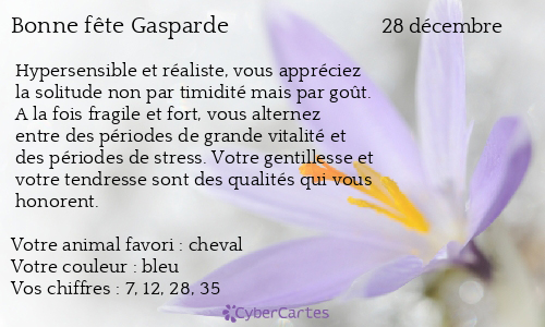 Carte bonne fête Gasparde