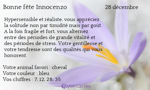 Carte bonne fête Innocenzo