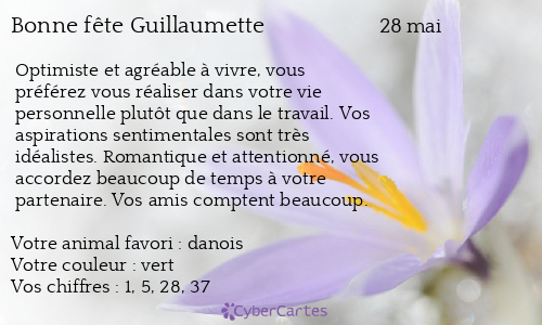 Carte bonne fête Guillaumette