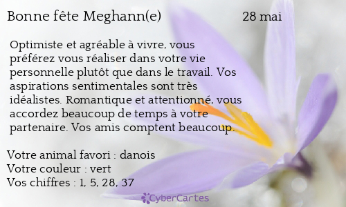 Carte bonne fête Meghann(e)