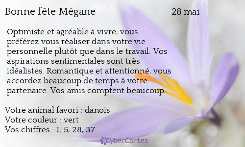 Carte bonne fête Mégane