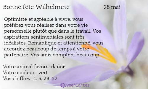 Carte bonne fête Wilhelmine