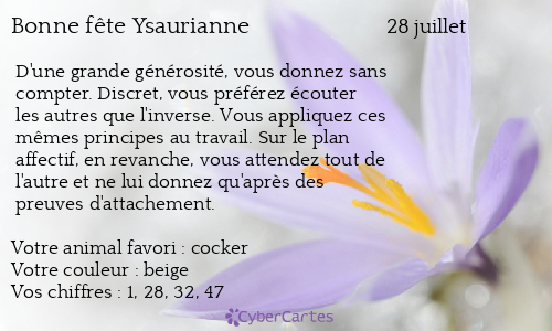 Carte bonne fête Ysaurianne