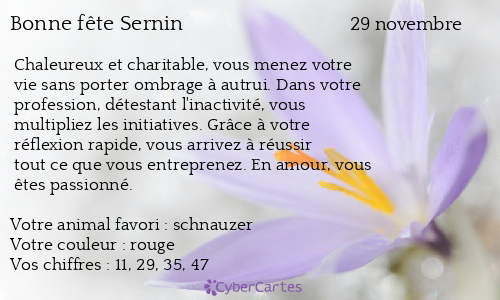 Carte bonne fête Sernin
