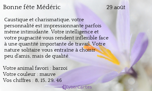 Carte bonne fête Médéric