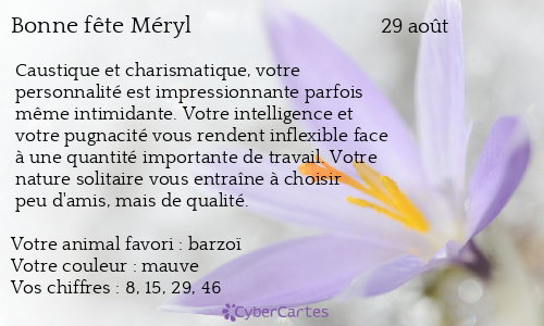 Carte bonne fête Méryl