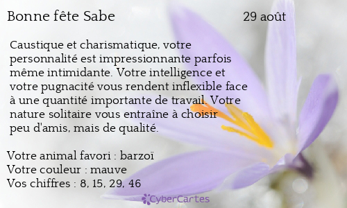Carte bonne fête Sabe