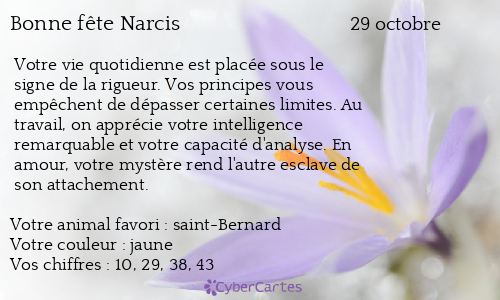 Carte bonne fête Narcis