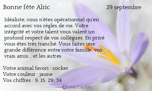 Carte bonne fête Alric