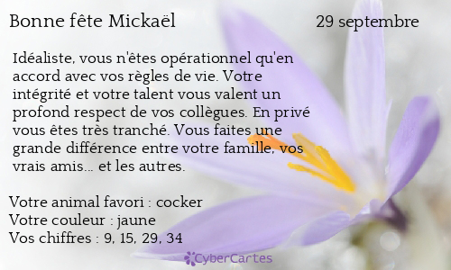 Carte bonne fête Mickaël