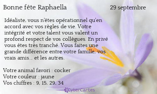 Carte bonne fête Raphaella