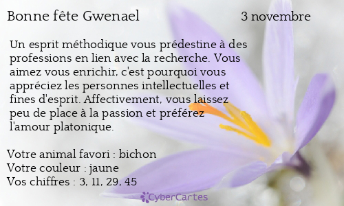 Carte bonne f&ecirc;te Gwenael
