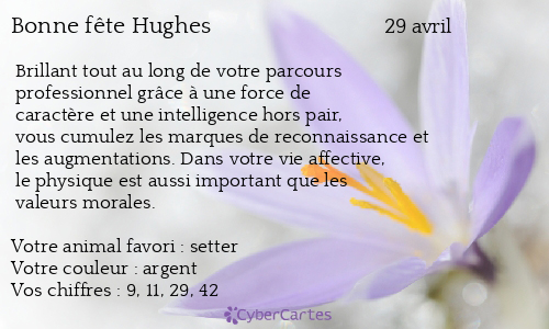 Carte bonne fête Hughes