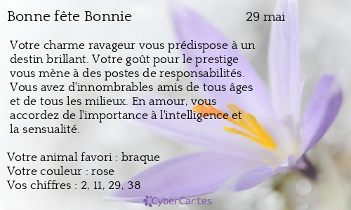 Carte bonne fête Bonnie