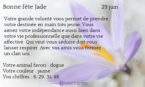 Carte bonne fête Jade