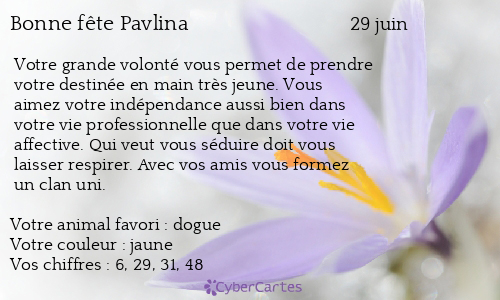 Carte bonne fête Pavlina