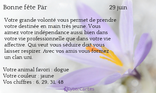 Carte bonne fête Pär
