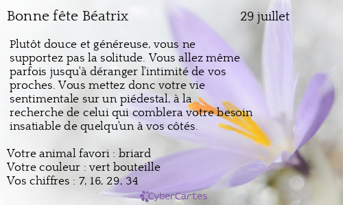 Carte bonne fête Béatrix