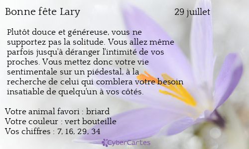 Carte bonne fête Lary