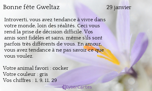 Carte bonne fête Gweltaz