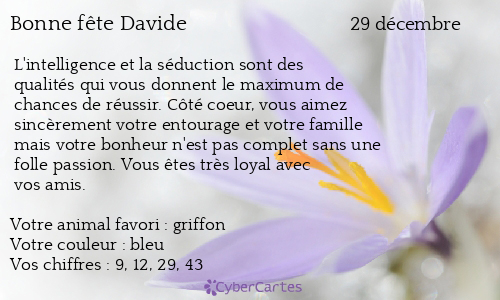 Carte bonne f&ecirc;te Davide