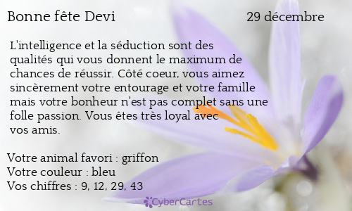 Carte bonne f&ecirc;te Devi