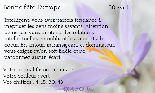 Carte bonne fête Eutrope