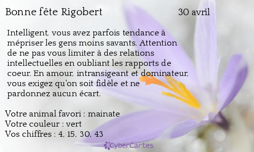 Carte bonne fête Rigobert