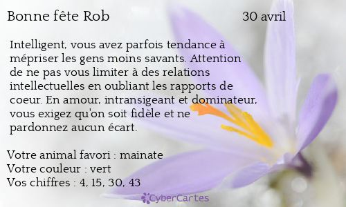 Carte bonne fête Rob