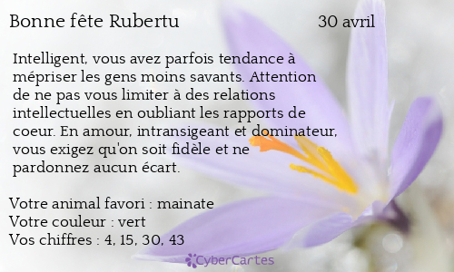 Carte bonne fête Rubertu