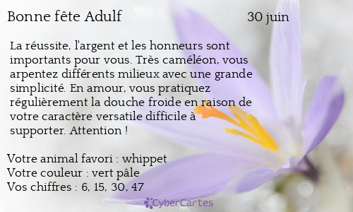 Carte bonne fête Adulf