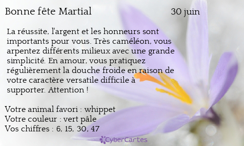 Carte bonne fête Martial