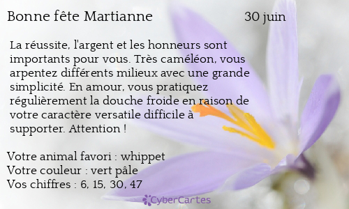 Carte bonne fête Martianne