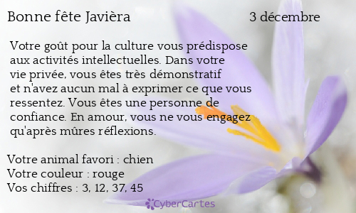 Carte bonne fête Javièra