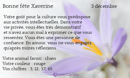 Carte bonne fête Xaverine