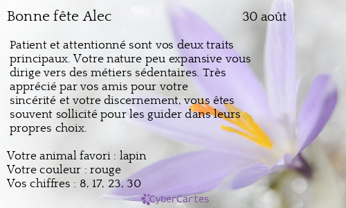 Carte bonne fête Alec