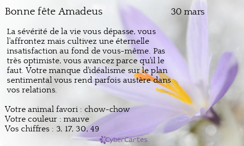 Carte bonne fête Amadeus