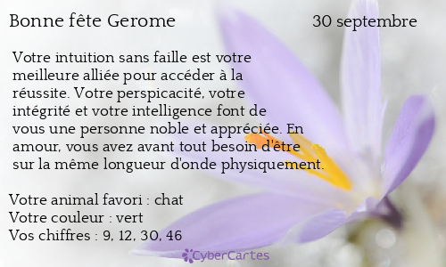 Carte bonne f&ecirc;te Gerome