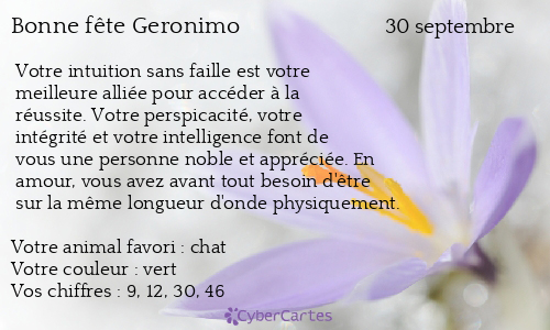 Carte bonne f&ecirc;te Geronimo