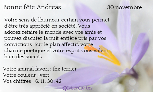 Carte bonne f&ecirc;te Andreas