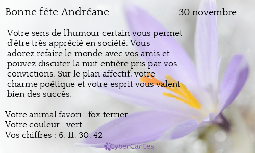 Carte bonne fête Andréane