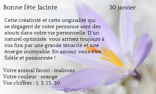 Carte bonne fête Jacinte