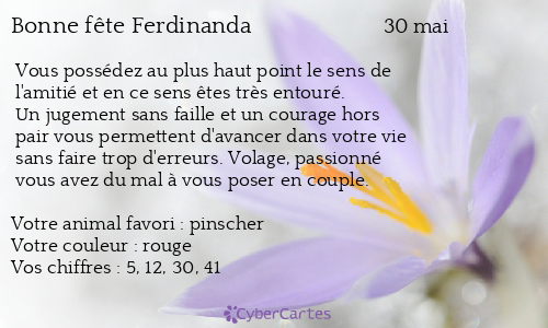 Carte bonne f&ecirc;te Ferdinanda