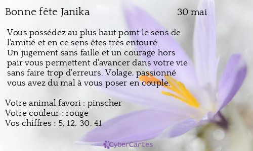 Carte bonne fête Janika